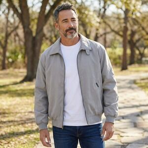 Weatherproof Mens Microfiber Bomber Jacket Gray Water Repellent Full Zip M